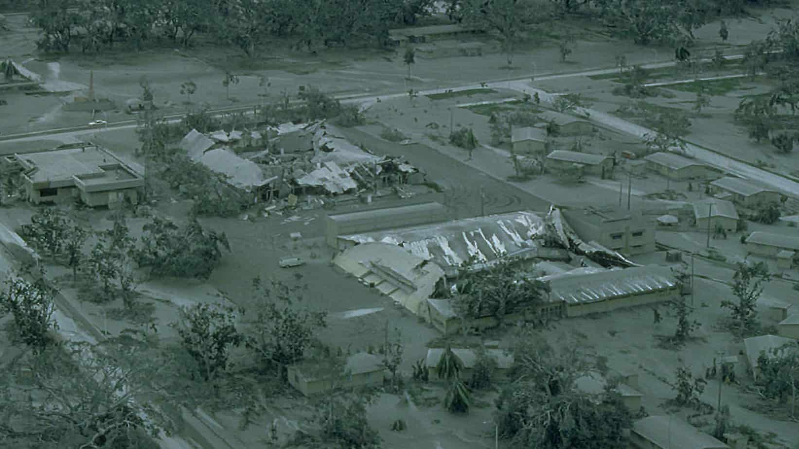 Historical fiction portrays a town on the Typhoon Coast destroyed by Hurricane Katrina, offering an aerial view.